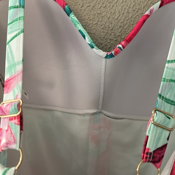 Womens Plus Size NICOLE MILLER PLUS FLYAWAY SWIMDRESS ONE PIECE Tropical 3XWhite - Picture 7 of 11